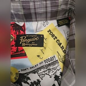 Original Penguin Mens Jacket Grey Plaid With Colorful Interior Size Medium